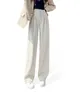 Calças femininas de cintura alta veludo de pernas largas outono e inverno acolchoado engrossado quente solto grandes jardas em linha reta casual