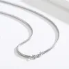 Halsband 4060 cm 1mm 1,6 mm 2mm Real 925 Sterling Silver Round Snake Chain Long Halsband Kvinnor Män smycken Kolye krage Ketting Hiphop