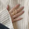 Ringar Shanice S925 Sterling Silver Korean Twisted Big Circle Geometric Line Ring Female Open Fashion Simple Refinement Handmade