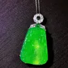 Pendentifs Naturel glace vert calcédoine paysage Wushi pendentif hommes et femmes Agate Jade Jade pendentif