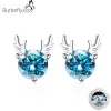 Boucles d'oreilles Butterflykiss réel 0.51 Ct D couleur Moissanite boucles d'oreilles en forme d'élan pour les femmes 925 en argent Sterling étincelant bijoux de noël cadeaux