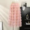 Skirts SURMIITRO Women Maxi Tiered Tutu Tulle Skirt Ankle Length Fashionable Sequin A Line High Waist Long Mesh Female Pink