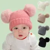 Berretti di lana calda per bambini solidi per bambini con cappello da baseball a doppio cappello per bambini inverno