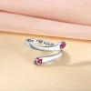 Anneaux Slovecabin véritable 925 en argent Sterling mignon chat impression patte ouverte bague avec rouge CZ femmes Anillo argent 925 bijoux fins faire