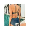 Kadın Mayo Kadın Denim Desiger Bikini Mayo Beach Tankinis iç çamaşırı, Lady Slim Fragwears Mysuits için Kıyafet Setleri İki parça DH5TT