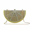 Lemon shaped diamond inlaid dinner handbag, banquet fashion bag, flat bottom hard box 240221