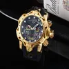 2021 New Luxury Mens Sports Watch Clown Series Golden Quartz Men Watches Calendar Silicone Strap Wristwatch1949