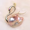 Pendants BaroqueOnly swan design natural freshwater pearl pendant hand made 925 sterling silver chocker neklace BIG sale gift PQM