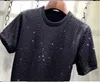 T-shirts voor heren T-shirt met korte mouwen Heren Zomer Pasta Diamant Ronde hals Grote zwarte kleding Losvallend 2021 Nieuwe trend Mode Knap Vooral J240221