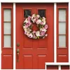 Decorative Flowers Wreaths Decorative Flowers Wreaths Artificial Flower Wreath Peony 16Inch Door Spring Round For The Front Wedding Dhvob