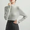 Women's Blouses Lady Winter Blouse Stylish Half-high Collar Knit Sweater Slim Fit Soft Texture Casual Warmth For Fall Women Long