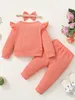 Clothing Sets 3pcs Baby Girl Clothes Newborn Outfit Toddler Infant Pullover Ruffle Sleeve Sweatshirt Tops Pants Headband set For Winter Fall