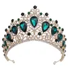 Haarspeldjes Barok Goud Kleurrijk Kristal Tiara's Kronen Grote Strass Diadeem Sluier Tiara Bruidshoofdbanden Bruiloft Accessoires