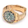 Presente de Natal Caixa Original Certificado Mens Relógios 116718 Amarelo Ouro Cerâmica Moldura Verde Dial 40mm Watch269n