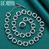 Strands DOTEFFIL 925 Sterling Silver Square Round Chain Necklace Earring Bracelet Ring For Women Man Charm Wedding Party Fashion Jewelry