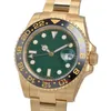 Presente de Natal Caixa Original Certificado Mens Relógios 116718 Amarelo Ouro Cerâmica Moldura Verde Dial 40mm Watch269n