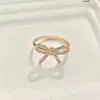 3jf6 Кольца t Family S925 Стерлинговое серебро всего тела Tiffanynet Bow Ring Модное милое универсальное корейское издание с бриллиантовым бантом Женское кольцо