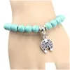 Charm Bracelets New Arrival 8Mm Turquoise Bead Hamsa Hand Charm Bracelets Turkish Ethnic Relins Jewelry Women Usa Yoga Drop Delivery Dh9Nf