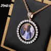 Halsketten Jinao maßgeschneiderte Foto rotierende doppelte Medaillons Anhänger Halskette mit 4mm Tenniskette Zirkon Herren Hip Hop Schmuck Schmuck