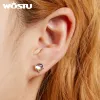 Örhängen Wostu Solid 925 Sterling Silver Rainbow Moonstone Cute Fox Studörhängen för kvinnor S925 Ear Studs Fina smycken Pendientes E1386