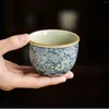 Xícaras de chá cheias de flores, abertura de cerâmica, copo chinês, conjunto bonito de cerâmica antiga, canecas para cerimônia