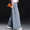 Jeans Casual Bleached Wide Leg Jeans Women High Waist Oversize 34 Baggy Denim Trousers Korean Fashion Tassels Loose Straight Vaqueros