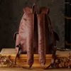 Backpack Retro Genuine Leather For Men Motor Style Cowhide Bag Large Capacity Travel Shoulder Vintage Cowskin Knapsack