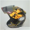 Casques de moto Golden Bodyguard Demi-Casque Femmes et hommes avec visière Protection Head Head Capacete Drop Livraison Automobiles Motor Ote6Q