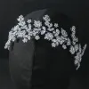 Smycken lyxig bröllop hår accessorie full zirkonia brudar tiaras pannband blommor prom fest kvinnor huvudstycke brud kronor huvudbonad