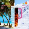 Gourdes Rose 40oz Gobelet en acier inoxydable avec poignée couvercle et paille isolé thé tasse à café bouteille d'eau tasse à boire tasse de voyage cadeaux YQ240221