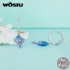 Pendientes WOSTU, Clips para las orejas de concha de ensueño de Plata de Ley 925, oreja de 8mm con ópalo, joyería fina para mujeres y niñas, regalo de fiesta de vacaciones de verano