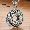 Pendentifs S925 argent paisible Dragon pendentif breloques mode hommes femmes collier graveur bijoux fins amulette Souvenir cadeaux de vacances de luxe