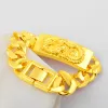 Bangles Pure Gold 18k Color Original Bracelets for Men with Square Dragon Pendant Bracelet Bangle Wedding for Party Banquet Jewelry Gift