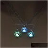 Pendant Necklaces New Fashion Dog Paw Luminous Power Pearl Necklace For Women Unique Glowing Openable Pendants Punk Style Ac Dhgarden Dhupq