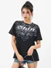 Damen-T-Shirts, Damen-Sommer-T-Shirts, Rundhalsausschnitt, kurze Ärmel, Buchstaben-Druck, Oberteile, lockere Passform, T-Shirt-Bluse