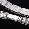 Mode Hip Hop Schmuck 8.5mm 925 Sterling Silber VVS Baguette Moissanit Diamant ECED Out Zucker Tennisarmband für Männer