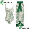 Swimwear pour femmes Muolux 2023 Impression vintage Push Up One Piece Massuit Robe 3D Flower Bikini er Fashion Monokini Women Beachw Dh6ye