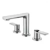 Bathroom Sink Faucets Luxury Brass Three Holes Two Handles Faucet Good Quality Copper Basin Mixer Tap Design Artistic