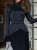 Robe plissée Vintage pour femmes, couleur unie, mode, bureau, Patchwork, Slim Fit, robes de soirée élégantes, printemps été, 240219