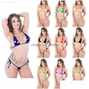 Maillots de bain pour femmes Brillant Micro Bikini Ensemble Maillot De Bain Femmes Halter Top G-String Biquinis Feminino À Lacets Beachwear Drop Livraison Vêtements Dhvxa