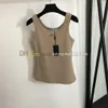 Rundhals-Tanktop für Damen, Metall-Abzeichen-Weste, sexy gestricktes, kurzes T-Shirt, Sommer, atmungsaktive Sportwesten