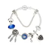 Charm Bracelets Star Moon Dream Catcher Bracelet Femme Royal Blue Murano Glass European Beads Women's Jewelry Gift