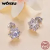 Pendientes Wostu 1.0 CT Diamond Moissanite Estudio de boda Pendientes de boda para mujeres 925 Silver Sterling Snownake Parring Jewellry Regalo