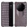 Äkta kohudsläder flip fodral för Huawei Mate 60 RS Crocodile Window View Cover