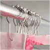 Bath Accessory Set 12Pcs/Bag Bathroom Accessories Creativity Aluminum Alloy Clasp For Curtain Door Shower Hook Drop Delivery Home Gar Dhrni