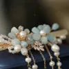 Jewelry FXLRY Original Handmade Natural Freshwater Pearl Tassel Hairpin Aquamarine Hair Accessories