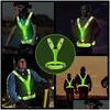 Motorcycle Apparel Cycling Reflective Safety Vest Electric Scooter 3 Light Modes Usb Rechargeable Led For Running Jogging Fishing Drop Ot85F