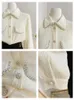 Женские блузки, тяжелая промышленность, абрикосовая рубашка с длинными рукавами и бисером для женщин, осень 2024, модная темпераментная блузка с подложкой, топ в корейском стиле