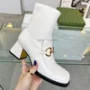 Hoge hak enkellaarsjes met lettergesp HORSEBIT BOOT Volnerf leer Ronde neus Rits aan de zijkant Blokhak Modelaarzen Damesschoenen Luxe designer laarsjes 35-42 1,25 05