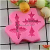 Baking Moulds Mods 3D Sile Cake Mold Cross Modeling Decoration Tool Sugarcraft Border Molds Fondant Chocolate Candy Drop Delivery Ho Dhodj